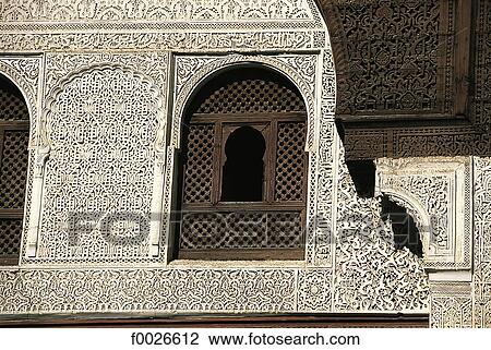 Stock Image - Morocco, Meknes, Bou Inania madrasah, mashrabiya. Fotosearch