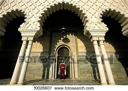 Stock Photo - Morocco, Rabat, guard in front of Mohammed V mausoleum. Fotosearch