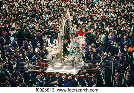 Peru, Lima, procession of the Lord of Miracles View Large Photo Image Stock Image - Peru, Lima, procession of the Lord of Miracles. Fotosearch