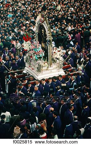 Peru, Lima, procession of the Lord of Miracles View Large Photo Image Stock Photography - Peru, Lima, procession of the Lord of Miracles. Fotosearch