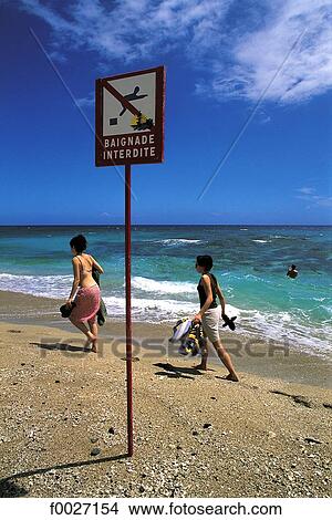 Reunion, Boucan Canot, "No bathing" sign View Large Photo Image Picture - Reunion, Boucan Canot, "No bathing" sign. Fotosearch