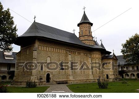 Stock Photo - Romania, Moldavie, province of Neamt, church of Neamt Monastery. Fotosearch