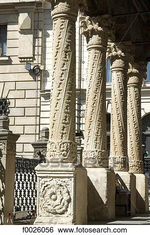 Stock Photograph - Romania, Muntenia, Bucharest, Stavropoleos church, columns. Fotosearch