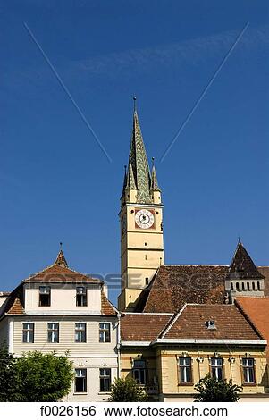 Stock Photograph - Romania, Transylvania, Medias, citadel church. Fotosearch