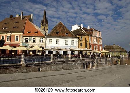 Stock Photo - Romania, Transylvania, Sibiu, Piata Mica Square. Fotosearch