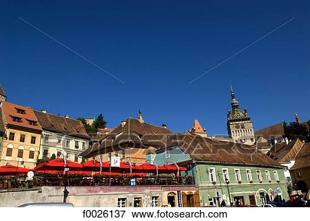 Romania, Transylvania, Sighisoara, Clock Tower View Large Photo Image Stock Photo - Romania, Transylvania, Sighisoara, Clock Tower. Fotosearch
