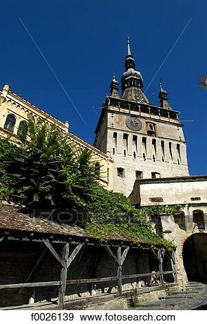 Romania, Transylvania, Sighisoara, Clock Tower View Large Photo Image Stock Photo - Romania, Transylvania, Sighisoara, Clock Tower. Fotosearch