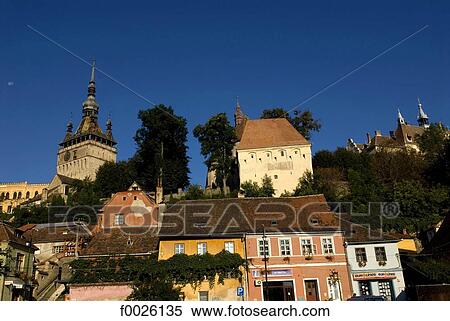 Romania, Transylvania, Sighisoara, Clock Tower View Large Photo Image Stock Photography - Romania, Transylvania, Sighisoara, Clock Tower. Fotosearch
