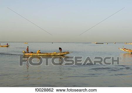 Stock Image - Senegal, Petite côte, near M'bour, fishermen. Fotosearch