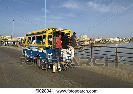 Stock Image - Senegal, Saint-Louis, public transport. Fotosearch