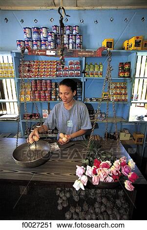 Stock Image - Seychelles, La Digue, grocery. Fotosearch