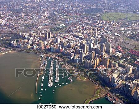 Stock Image - South Africa, Zululand, aerial view of Durban. Fotosearch