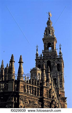 Stock Photo - Spain, Andalusia, Seville, la Giralda, the cathedral belfry. Fotosearch