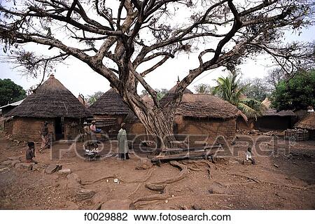 Stock Image - Togo, Bassar country, Bidjabé, traditional dwelling. Fotosearch
