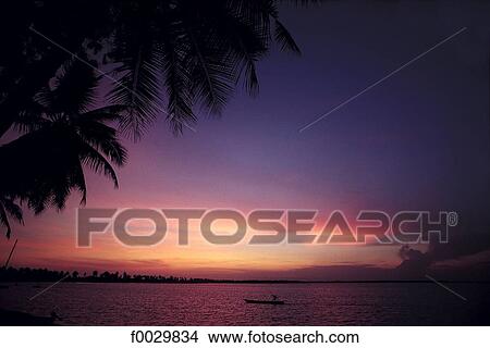 Picture - Togo, lake Togo, sunset. Fotosearch