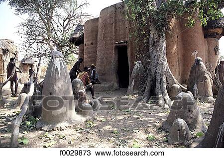 Stock Image - Togo, Tamberma country, familial altars. Fotosearch