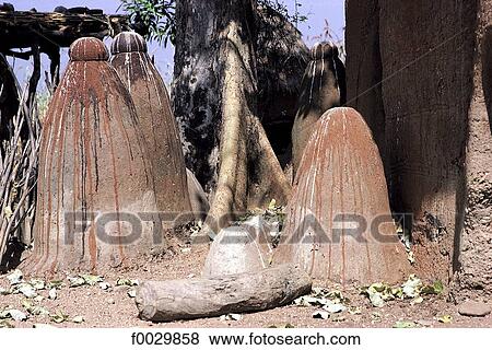 Stock Photo - Togo, Tamberma country, familial altars. Fotosearch