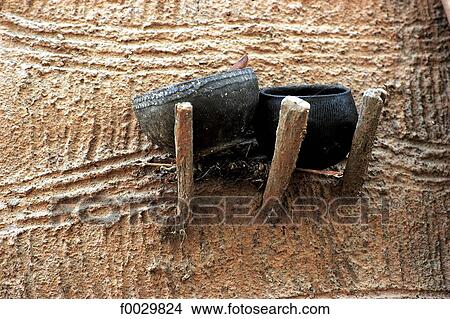Picture - Togo, Tamberma country, traditional dwelling, detail. Fotosearch