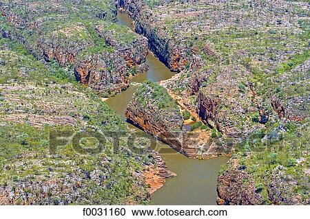 Stock Image - Australia, Northern Territory, near katherine, Nitmiluk national park, katherine gorges, aerial photography. Fotosearch