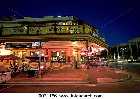 Stock Photograph - Australia, Northern Territory, Rundle street, bar at night. Fotosearch
