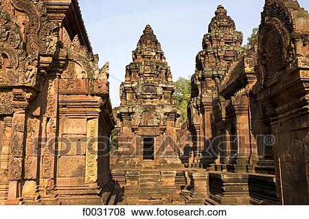 Cambodia, Angkor, Banteay Srei View Large Photo Image Stock Photo - Cambodia, Angkor, Banteay Srei. Fotosearch