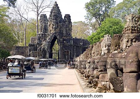 Cambodia, Angkor Thom, the bayon. View Large Photo Image Stock Image - Cambodia, Angkor Thom, the bayon.. Fotosearch