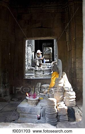 Cambodia, Angkor Thom, the bayon. View Large Photo Image Stock Image - Cambodia, Angkor Thom, the bayon.. Fotosearch