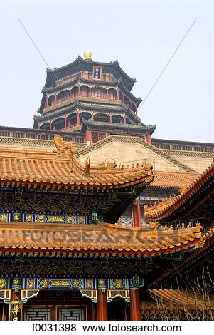 Stock Photo - China, Beijing, Summer Palace "Yiheyan", tower of buddhist incense. Fotosearch
