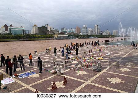 China, Gansu, Lanzhou, bank of the Yellow River, attractions for children View Large Photo Image Stock Photo - China, Gansu, Lanzhou, bank of the Yellow River, attractions for children. Fotosearch
