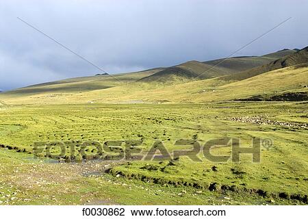 Stock Image - China, Qinghai, eastern landscape. Fotosearch