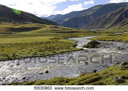 China, Qinghai, eastern landscape, river and mountains View Large Photo Image Stock Image - China, Qinghai, eastern landscape, river and mountains. Fotosearch