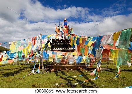 China, Qinghai, Tibetan prayer flags View Large Photo Image Stock Photography - China, Qinghai, Tibetan prayer flags. Fotosearch
