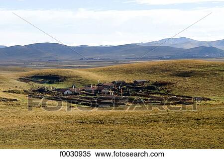 China, Sichuan, south of Hongyuan, Tibetan dwellings View Large Photo Image Stock Photography - China, Sichuan, south of Hongyuan, Tibetan dwellings. Fotosearch