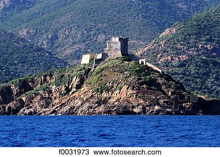 France, Corsica, Girolata bay, genovese fort. View Large Photo Image Stock Image - France, Corsica, Girolata bay, genovese fort.. Fotosearch