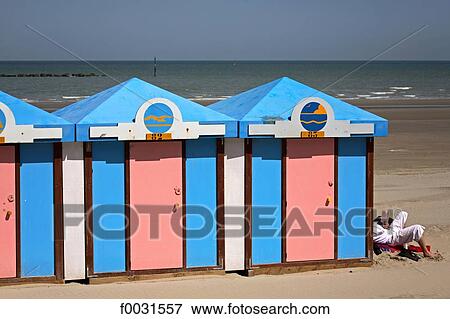 France, Nord, Opal Coast, cabins of Malo-les-bains View Large Photo Image Stock Photo - France, Nord, Opal Coast, cabins of Malo-les-bains. Fotosearch
