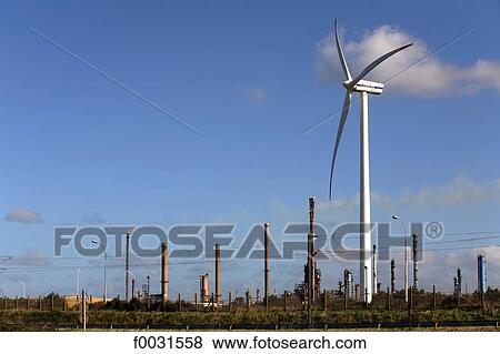 Stock Photo - France, Nord, Opal Coast, port of Dunkirk, wind machine. Fotosearch
