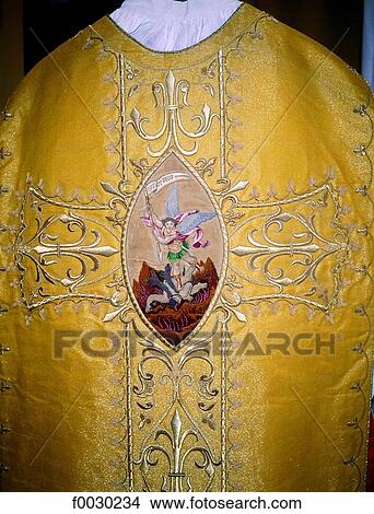 France, Normandy, Mont Saint-Michel, the abbey, an historic abott chasuble View Large Photo Image Picture - France, Normandy, Mont Saint-Michel, the abbey, an historic abott chasuble. Fotosearch