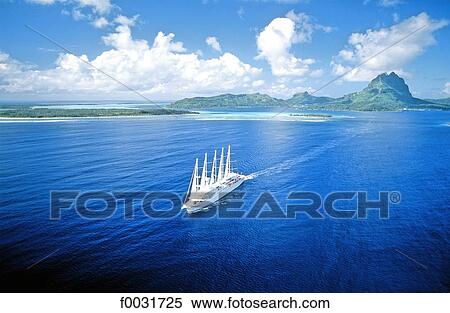 Stock Photography - French Polynesia, Bora Bora island, aerial view.. Fotosearch