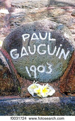 Picture - French Polynesia, Marquesas archipelago, Hiva Hoa island, Atuona, Paul Gauguin grave.. Fotosearch