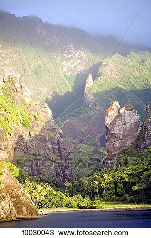 Stock Image - French Polynesia, Marquesas archipelago, Fatu Hiva island, Hanavave bay. Fotosearch