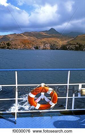 Stock Photograph - French Polynesia, Marquesas archipelago, Tahuata island seen from the ship Aranui. Fotosearch