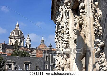 Italy, Sicily, Catania, cathedral and detail of a facade View Large Photo Image Stock Image - Italy, Sicily, Catania, cathedral and detail of a facade. Fotosearch