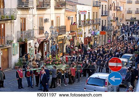 Italy, Sicily, Cefalu, the procession of San Giuseppe View Large Photo Image Stock Photo - Italy, Sicily, Cefalu, the procession of San Giuseppe. Fotosearch
