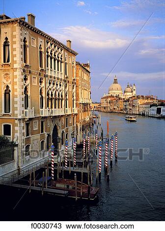 Stock Image - Italy, Venice, Grand canal and basilica la Salute. Fotosearch