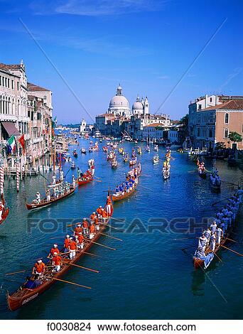 Picture - Italy, Venice, Grand canal, the regata storica. Fotosearch