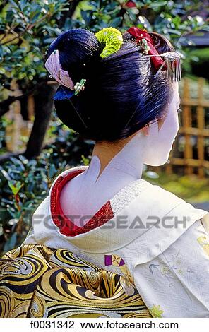 Stock Image - Japan, Kyoto, maiko from behind. Fotosearch