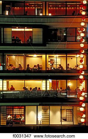 Japan, Kyoto, restaurant by night View Large Photo Image Stock Photo - Japan, Kyoto, restaurant by night. Fotosearch