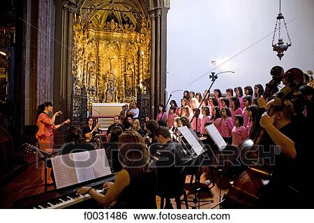 Stock Photograph - Portugal, Madeira, Funchal, cathedral, orchestra and choral. Fotosearch
