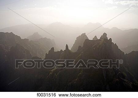 Stock Photograph - Portugal, Madeira, mountain, backlightning. Fotosearch