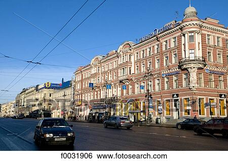 Russia, St Petersburg, Nevsky Prospekt. View Large Photo Image Stock Photograph - Russia, St Petersburg, Nevsky Prospekt.. Fotosearch